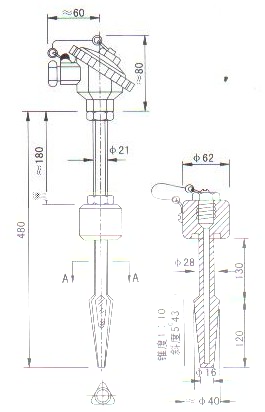 熱(rè)套式熱(rè)電(diàn)偶(熱(rè)電(diàn)阻)産品結構圖