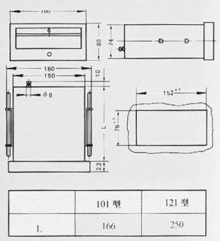 矩形膜盒壓力表外(wài)形尺寸